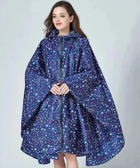 Women's Fashion Raincoat - Colorful Waterproof Poncho with Hood