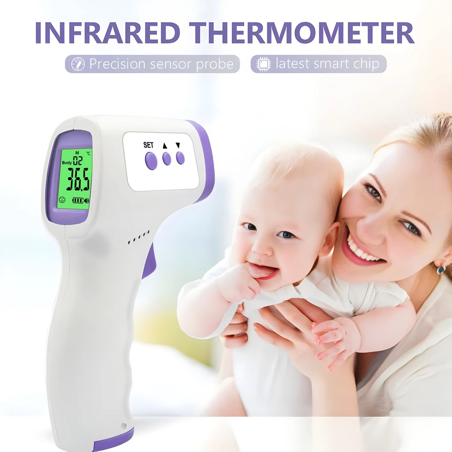 Digital Infrared Thermometer - Non-Contact Forehead Thermometer with Pulse Oximeter
