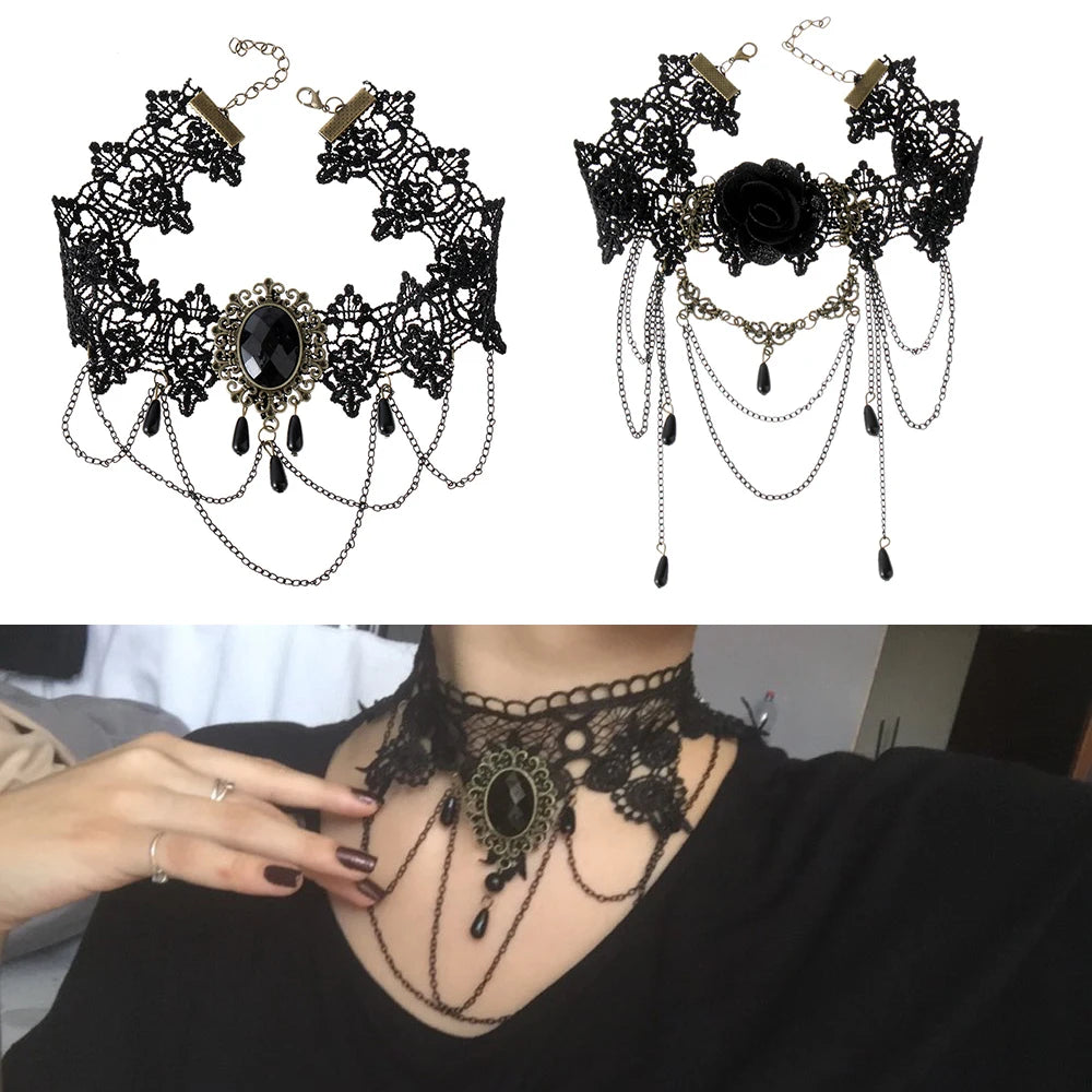 Gothic Rose Lace Choker Necklace