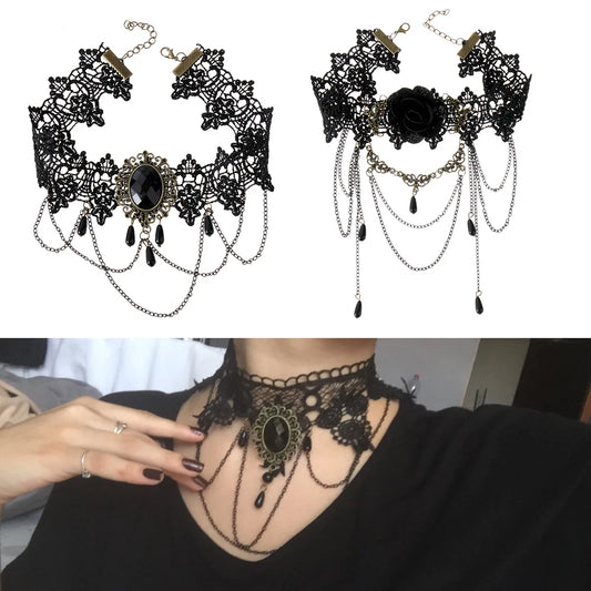 Gothic Rose Lace Choker Necklace