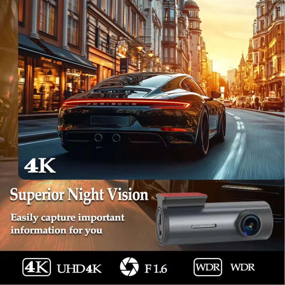 4K Dash Cam with WiFi GPS - Car DVR with 24H Parking Mode & G-Sensor