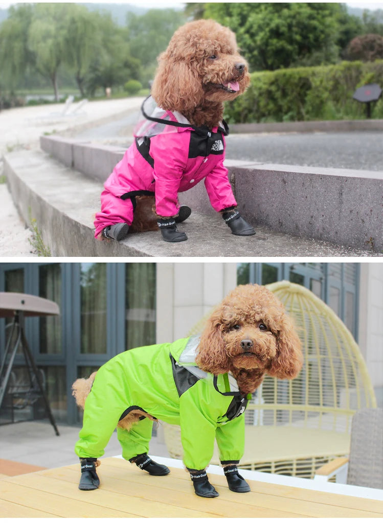 Waterproof Dog Raincoat - Pet Weather Protection Jumpsuit with Hood