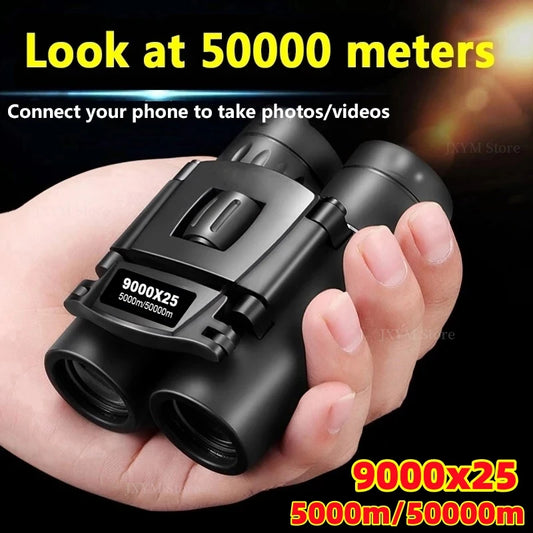9000x25 HD Zoom Portable Powerful Binoculars Long Range BAK4 Telescope Jumelles Folding BAK4 Binoculars for Hunting Camping