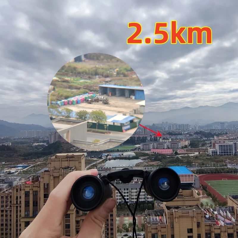 9000x25 HD Zoom Portable Powerful Binoculars Long Range BAK4 Telescope Jumelles Folding BAK4 Binoculars for Hunting Camping