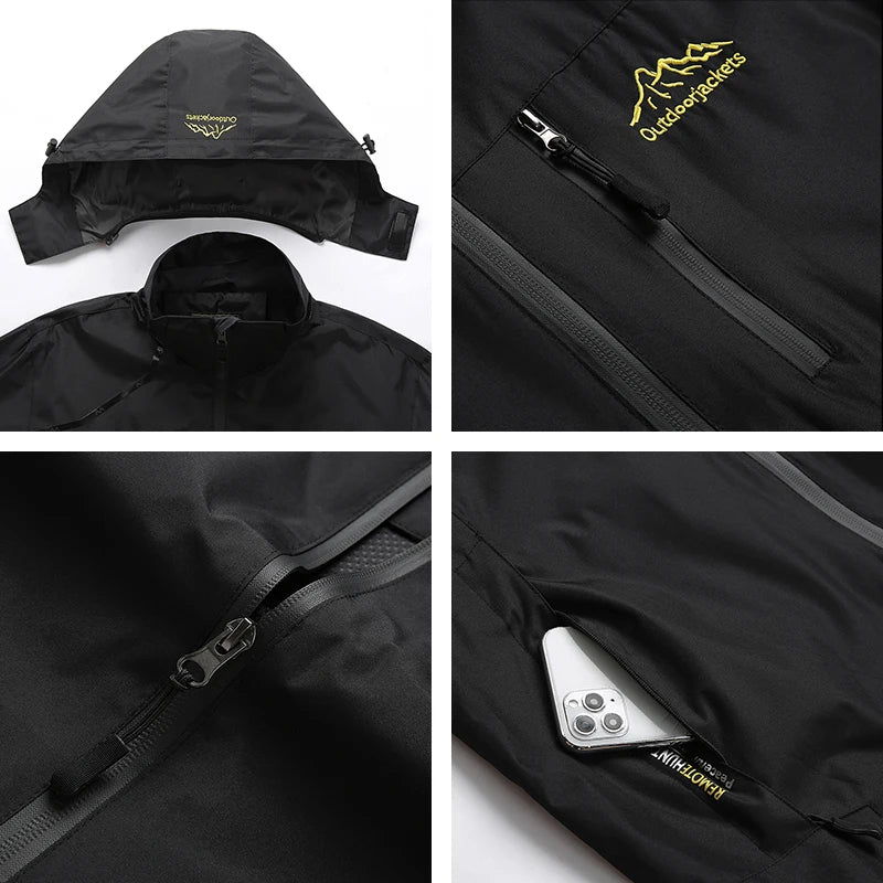 Men's Waterproof Hiking Jacket - Windproof Outdoor Sports Coat