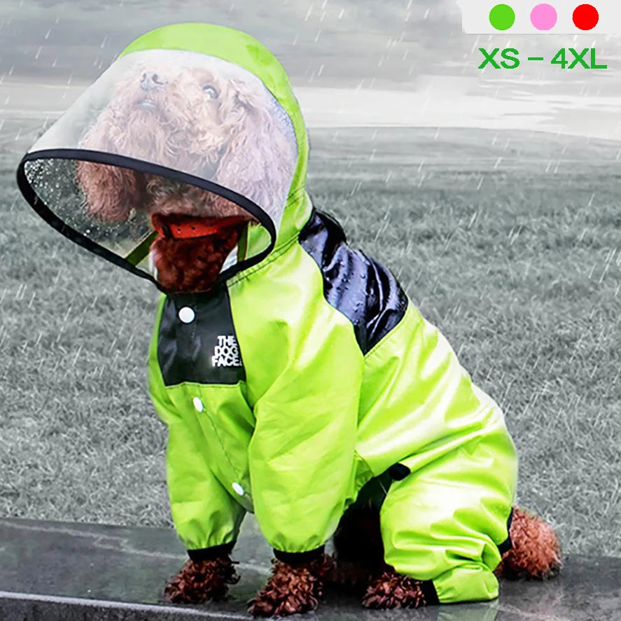 Waterproof Dog Raincoat - Pet Weather Protection Jumpsuit with Hood