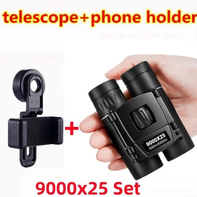 9000x25 HD Zoom Portable Powerful Binoculars Long Range BAK4 Telescope Jumelles Folding BAK4 Binoculars for Hunting Camping