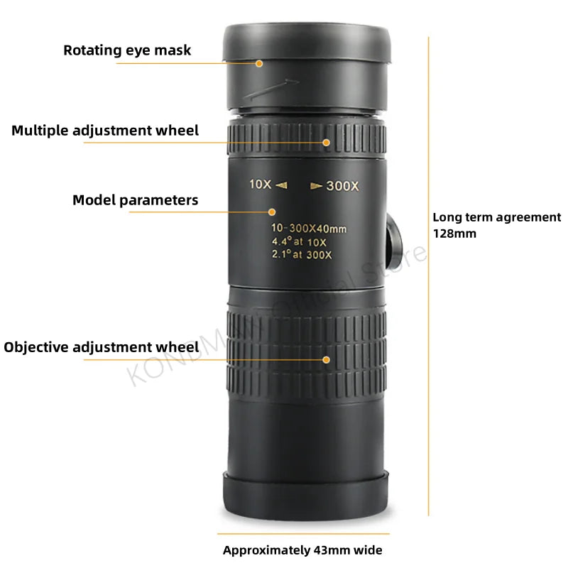 10-300X Zoom HD Telescope - Professional Hunting Monocular with Remote Control