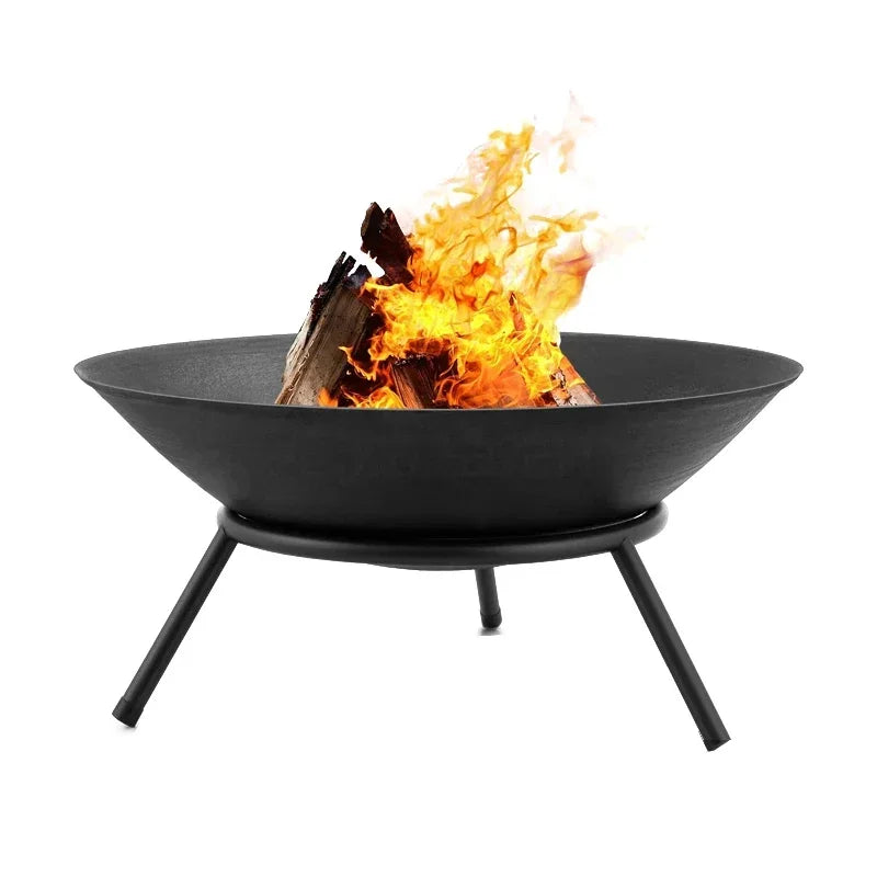 Large Cast Iron Fire Pit - 60cm Outdoor Garden Fireplace for Patio