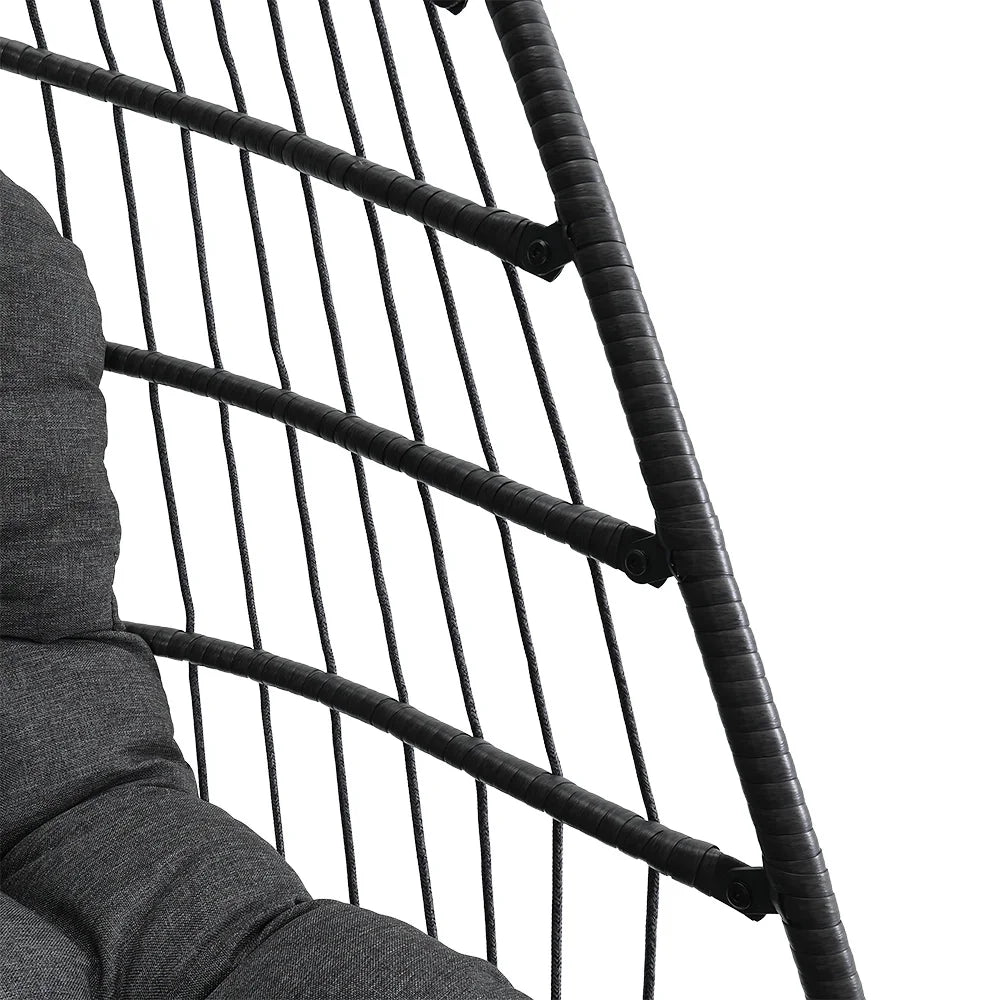 Woven Hanging Egg Chair - Indoor Outdoor Swing Chair with Stand and Cushions