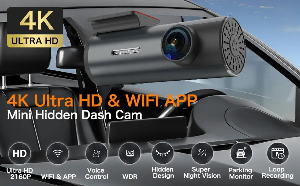 4K Dash Cam with WiFi GPS - Car DVR with 24H Parking Mode & G-Sensor