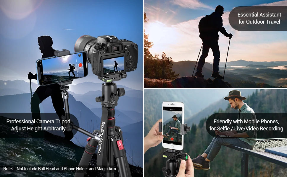 SmallRig T-10 Aluminum Tripod - Compact Lightweight Foldable Tripod 15kg Load Capacity