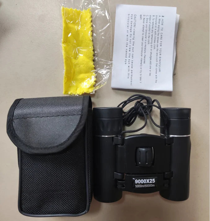 9000x25 HD Zoom Portable Powerful Binoculars Long Range BAK4 Telescope Jumelles Folding BAK4 Binoculars for Hunting Camping