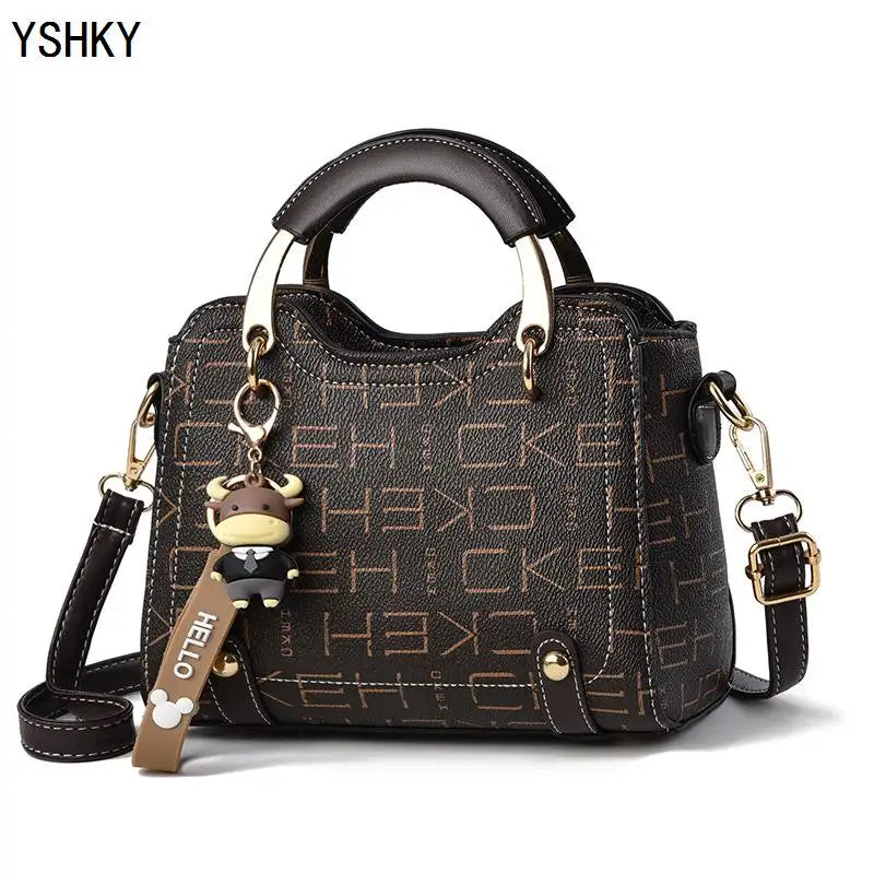 Luxury Designer Shoulder Bag - Monogram Print Leather Handbag 2025