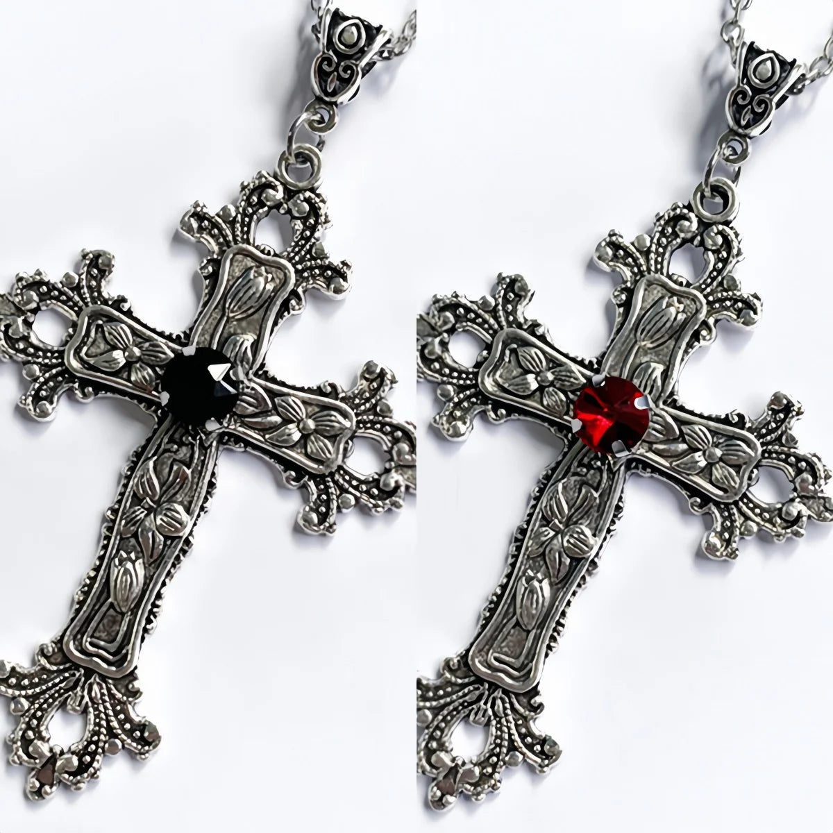Y2K Punk Crystal Cross Necklace