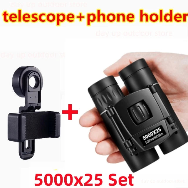9000x25 HD Zoom Portable Powerful Binoculars Long Range BAK4 Telescope Jumelles Folding BAK4 Binoculars for Hunting Camping