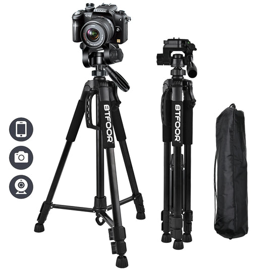 Professional Camera Tripod - 140cm Aluminum Stand for DSLR and Phone Photography