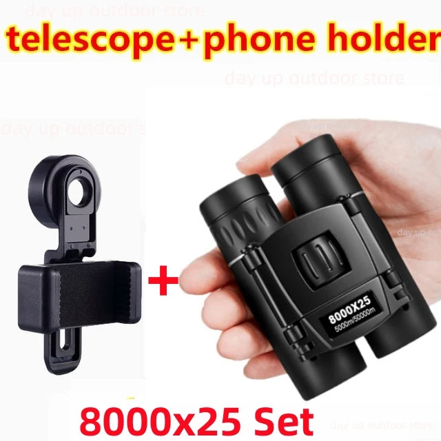 9000x25 HD Zoom Portable Powerful Binoculars Long Range BAK4 Telescope Jumelles Folding BAK4 Binoculars for Hunting Camping