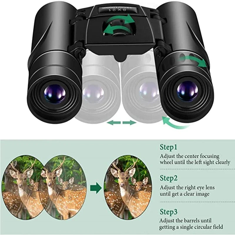 9000x25 HD Zoom Portable Powerful Binoculars Long Range BAK4 Telescope Jumelles Folding BAK4 Binoculars for Hunting Camping
