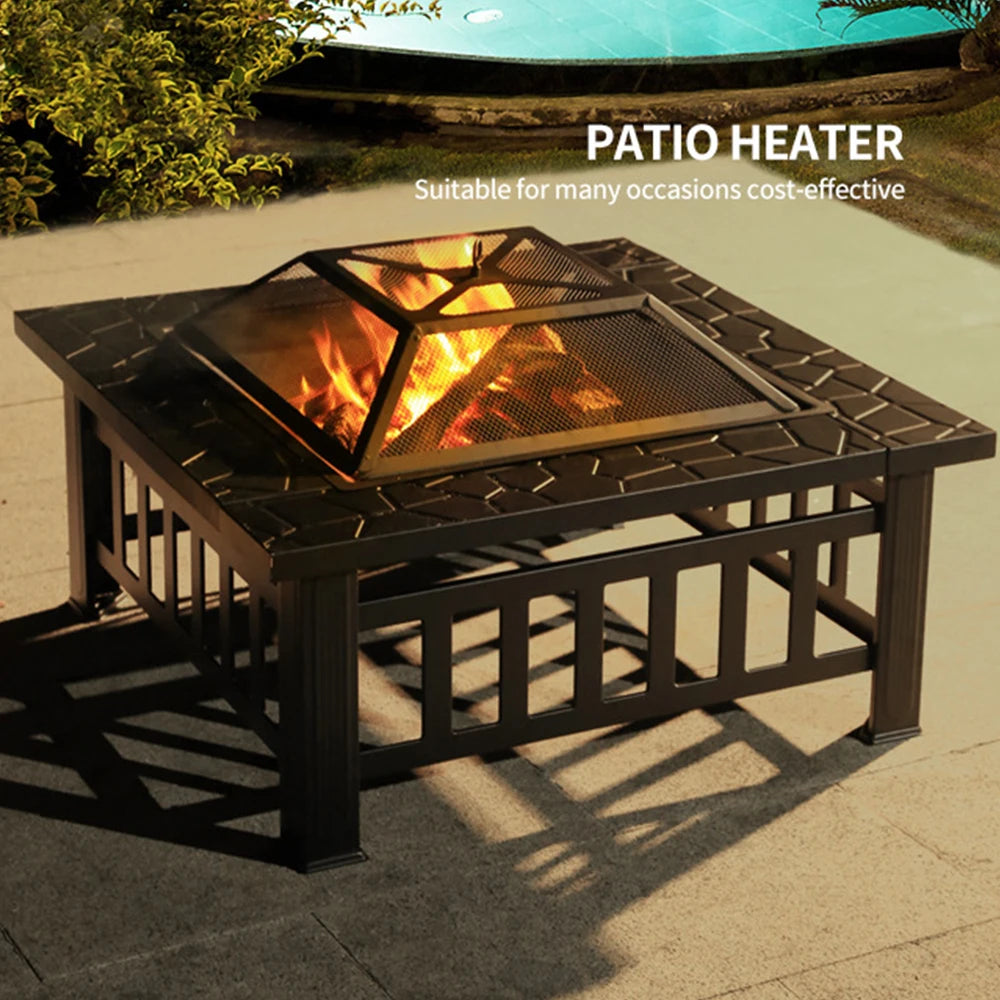 3-in-1 Outdoor BBQ Grill - Charcoal Fire Pit and Camping Table Set