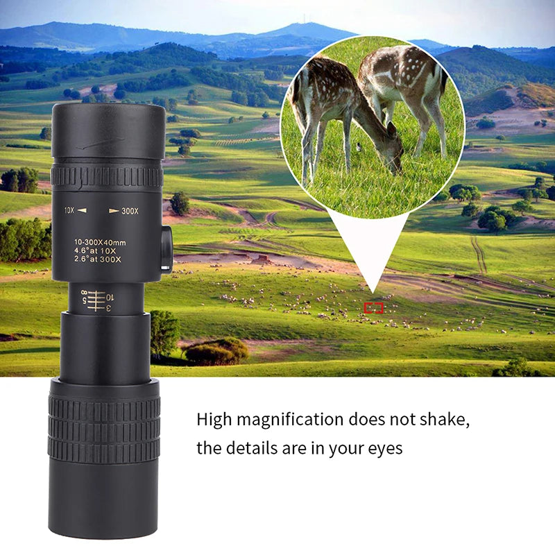 300X40 Monocular Telescope - Professional Long Range Outdoor Telescope with Phone Mount