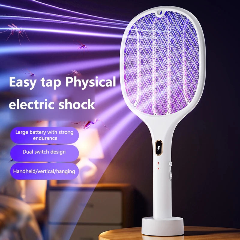3-in-1 Electric Bug Zapper Racket - USB Rechargeable Mosquito Killer
