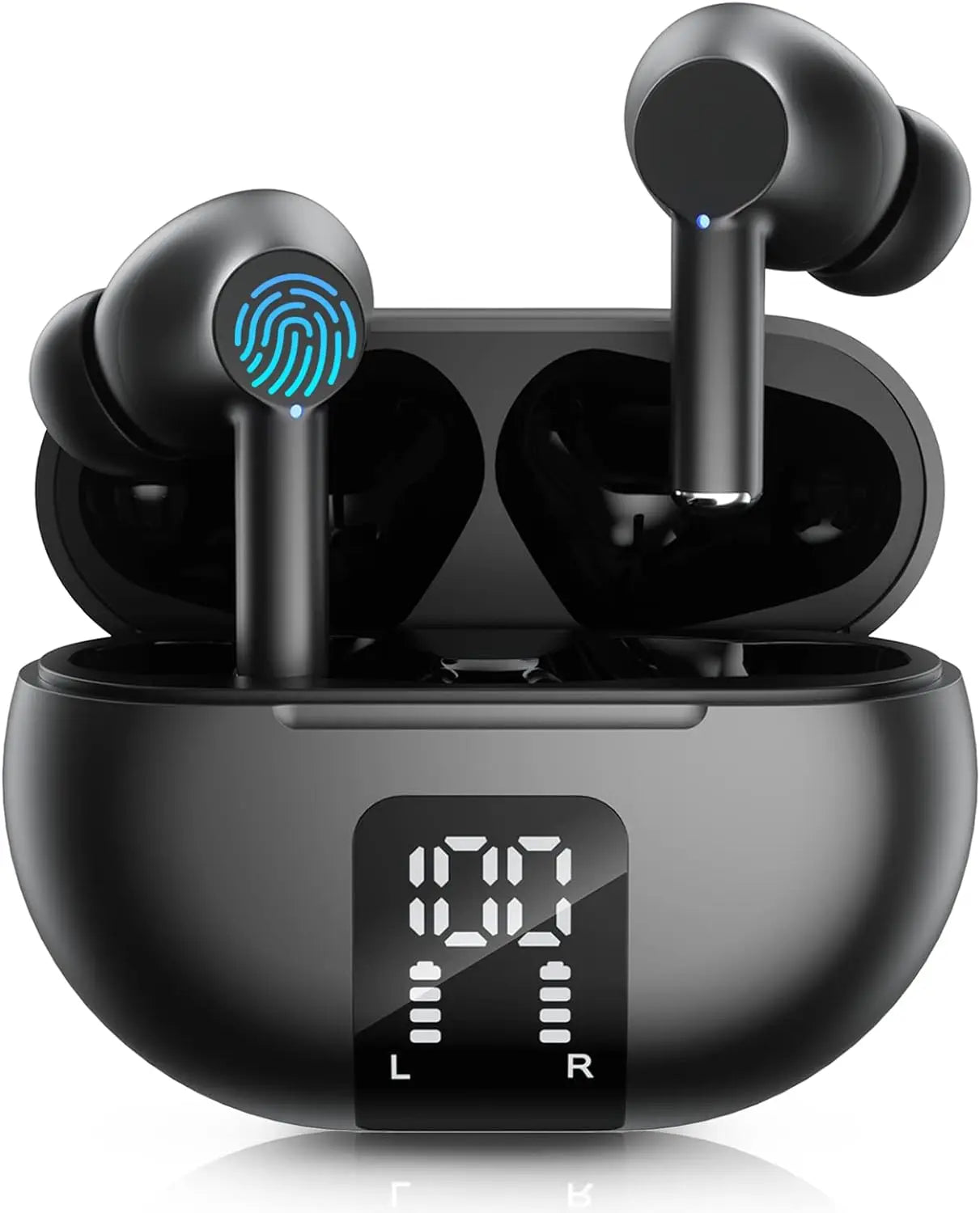 Wireless Bluetooth 5.3 Earbuds - 60H Playback with LED Display & Noise Cancellation