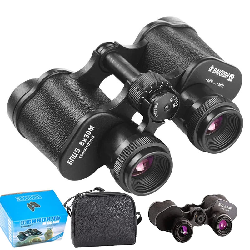 Baigish 8x30 Military Binoculars - Professional Waterproof Telescope with Leather Case