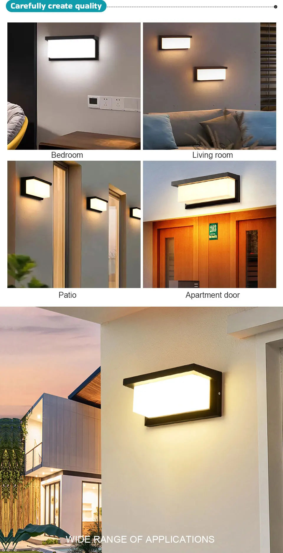 LED Wall Light with Motion Sensor - Exterior Porch Garden Courtyard Lamp