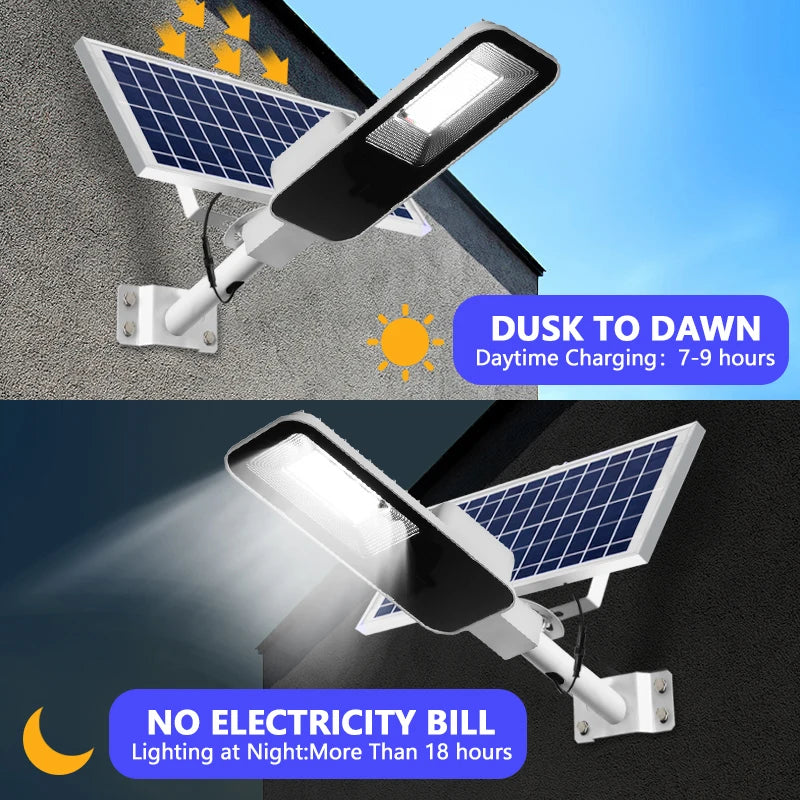 200W Solar Street Light - Waterproof Outdoor LED Light with 6000mAh Battery