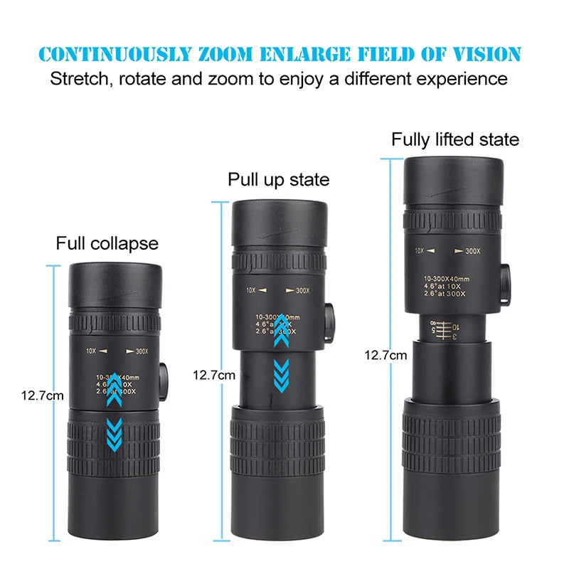 300X40 Monocular Telescope - Professional Long Range Outdoor Telescope with Phone Mount