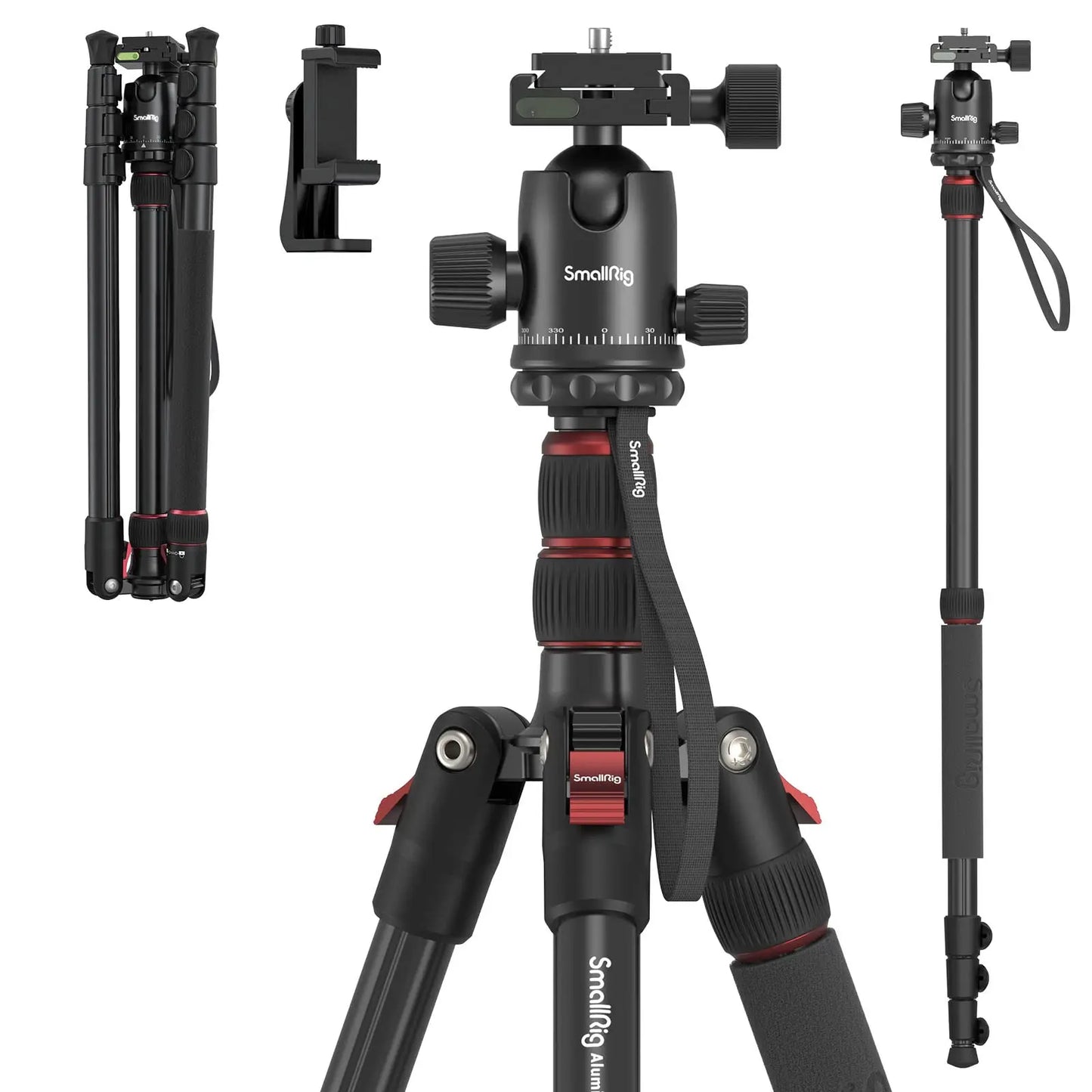 SmallRig T-10 Aluminum Tripod - Compact Lightweight Foldable Tripod 15kg Load Capacity